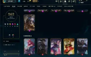 Unranked com TODOS os champs e 262 Skins ( ADC / TOP / MID )