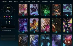 Conta LoL nível 279 + 123 skins c/ 136 campeões