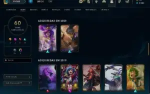 Conta LOL level 255 60 skins ouro IV