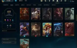 Conta LOL level 255 60 skins ouro IV