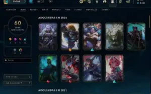 Conta LOL level 255 60 skins ouro IV