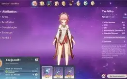 Conta Genshin Impact AR 5 com Yae Miko e Jean