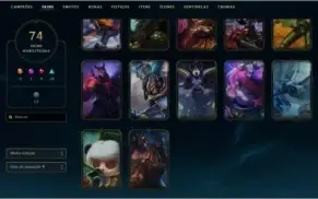 CONTA GOLD 4 LVL 186 COM 92 CAMPEÕES + 74 SKINS