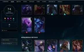 CONTA GOLD 4 LVL 186 COM 92 CAMPEÕES + 74 SKINS