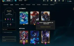 Conta prata 4 com TODOS os champs e 162 Skins + 1 Prestigio