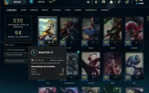 Conta prata 4 com TODOS os champs e 162 Skins + 1 Prestigio