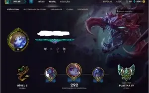 Conta league of legends, Platina 4, 97 skins ,110 champions