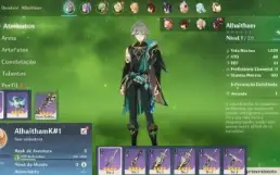 Contas Genshin Impact AR 5 com Alhaitham e Keqing