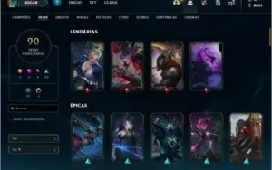 Conta prata 4 com 90 skins e 111 champs