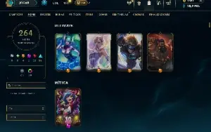 Unranked com 150 Champs e 264 Skins + 1700 RP