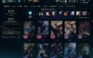 Unranked com 150 Champs e 264 Skins + 1700 RP
