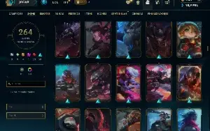 Unranked com 150 Champs e 264 Skins + 1700 RP