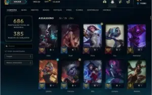 Conta de lol com mais de 600 skins