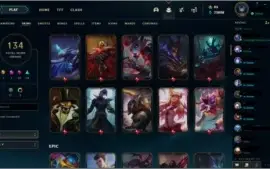 Conta LoL Platina. Todos campeões 134 skins 70k EA
