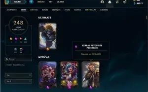 Conta ouro 2 com TODOS os champs e 248 Skins ( Nivel 681 )