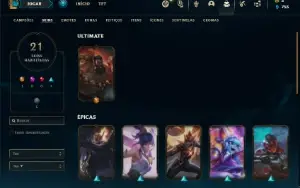 Conta ouro 3 com 55 Champs e 21 Skins