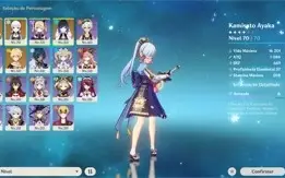 CONTA NA AR 45⭐Xiao, Ayaka, Yelan 5 + vários personagens 4⭐