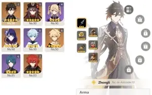 CONTA GENSHIN AR56 8 LENDÁRIOS ⭐ e 6 ARMAS 5 ⭐HUTAO SHOGUN +