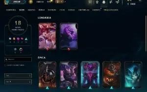 Unranked com 45 Champs e 18 Skins ( ex prata )
