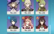 Conta genshin com Ayaka, Kazuha, Yelan, Ganyu, Mona e Keqing