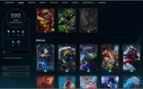 conta diamante 4 full champs + 202 skins
