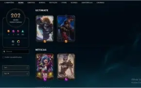 conta diamante 4 full champs + 202 skins