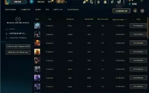 Ouro 1 com 23 Champs e 3 Skins + 3 Fragmentos