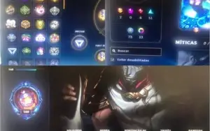 Conta com 226 skins ,168 icones e 20 emotes e todos campeões