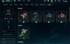 Conta prata 4 com TODOS os champs e 224 Skins + 2500 RP