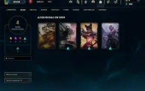 Platina 3 com 22 Champs e 4 Skins + 28 Espolios