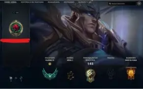 CONTA PLATINA 4 COM SKIN DEUS-REI GAREN!