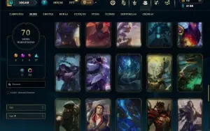 Unranked com 120 Champs e 70 Skins ( MONO JG )