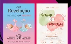 Convite para Chá Revelação Digital Envio em 24 Horas