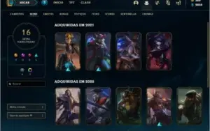 Conta DIAMANTE 1 com 360 RP, 16 skins e 36 champs