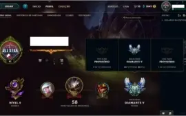 conta lol diamante 5 com borda ouro