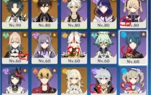 Conta Genshin AR 53 - Xiao + Homa + Zhongli + Raiden + Jean.