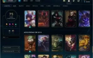 Conta de LOL Platina IV 15k de essência e quase 100 skins