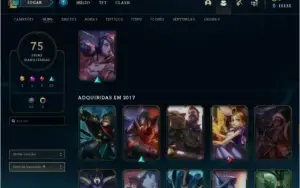 Conta de LOL Platina IV 15k de essência e quase 100 skins