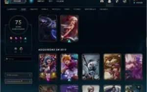 Conta de LOL Platina IV 15k de essência e quase 100 skins