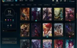 Conta de LOL Platina IV 15k de essência e quase 100 skins