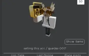 vendo essa conta de roblox pois já não jogo mais nela.