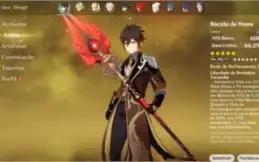 Conta AR 56 com Xiao, Kazuha, Zhongli, Tartaglia + Armas 5*