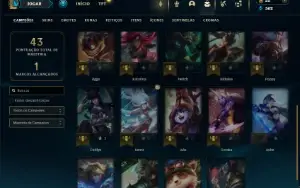 Unranked com 25 Champs e 15 Skins + 2 Fragmentos