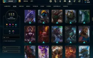 Conta bronze 2 com TODOS os champs  e 153 Skins + 3 Ultimate