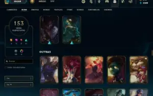 Conta bronze 2 com TODOS os champs  e 153 Skins + 3 Ultimate