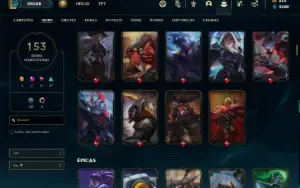 Conta bronze 2 com TODOS os champs  e 153 Skins + 3 Ultimate