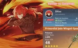 AR10 Diluc + lança de Jade Primitiva + Garantido