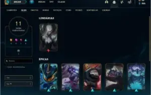 Conta platina 3 barata com 39 champs e 11 skins