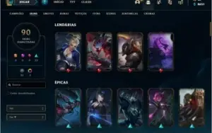 Conta prata 4 com 90 skins e 111 champs
