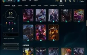 Conta prata 4 com 90 skins e 111 champs